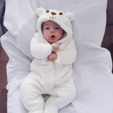 New Cute BABY Newborn Baby Boy Girl Clothes Long Sleeve Hoddies Bear Zipper Baby Romper Clothes Autumn Winter Wear 0-18M