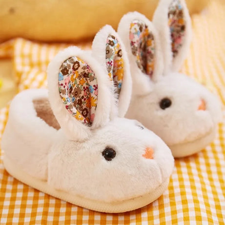 Children Indoor Slippers Winter Warm Cotton Shoes Kids Home Floor Slippers Cartoon Rabbit Anti-slip Boys Girls Plush Footwear