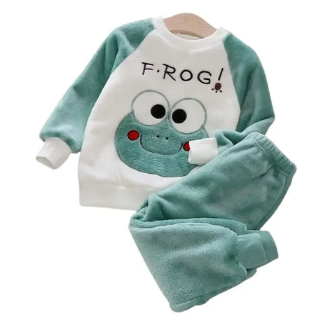 Coral Velvet Super Soft Pajamas Sets for Kids Boys Girls Long Sleeves Pants Lazy Children Sleepwear Sets Solid Nightwear Suits